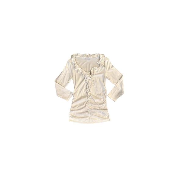 Cabi Womens Blouse White Ruffle Long Sleeve Chic Style #852 Medium Quiet Luxury - Picture 3 of 7
